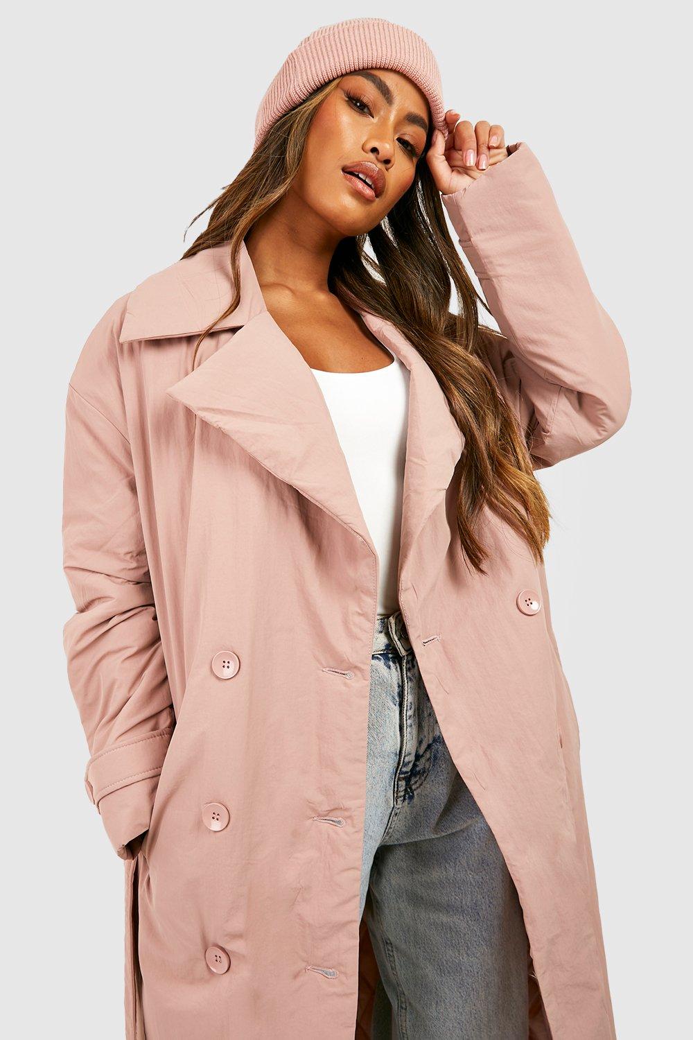 Plus size pink deals trench coat